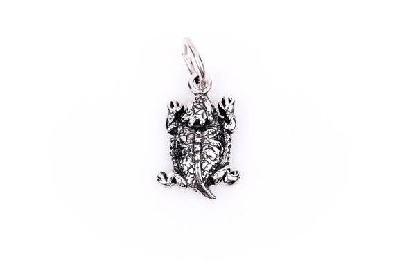 HORNED TOAD Horn Frog Sterling Silver Charm Pendant,  pms0080
