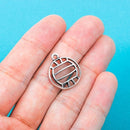 4 Silver Tone Pewter VOLLEYBALL Open Cutout Charm Pendants chs0166