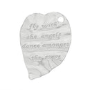 2 Large Bright Silver Stamped Heart Pendants, "fly with the angels dance amongst the stars" Charm Pendants chs1194