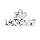5 Antique Silver I LOVE Lacrosse Charm Pendants  chs1370
