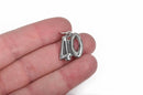 2 Stainless Steel NUMBER FORTY Charm Pendants, 40 age, fortieth 40th anniversary, over the hill, 20x16.5mm chs2828