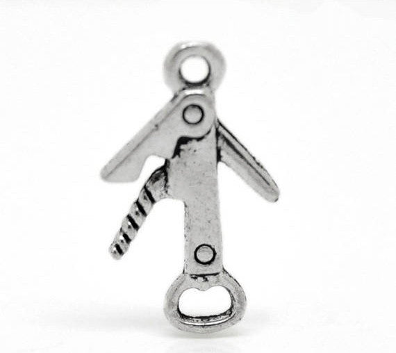 10 WINE CORKSCREW Bottle Opener Pewter Charm Pendants chs0427