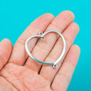 4 Antiqued Silver Tone Open HEART CONNECTORS Charm Pendants chs0120
