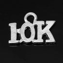 10K Running Fitness Charm, Silver Plated Charm . 12mm, 10 charms, chs1834