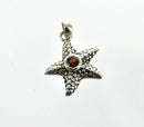 Luxury Sterling Silver Gemstone Pendant, RED GARNET Starfish, custom bezel set pms0364