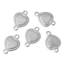 5 Stainless Steel Vertical Double HEART CONNECTOR Link Charms, silver tone, 2 hole connector charms, chs2230