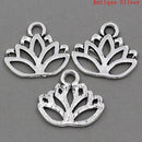 10 Silver Pewter LOTUS FLOWER Charm Pendants, 17x14mm, chs0752