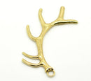 2 Large Gold Tone HORN ANTLER Charm Pendants  chg0127