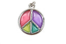 PEACE Sign Charm Pendant, Rainbow Enamel with Stained Glass Look, Peace Symbol Charm, che0532