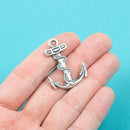 6 - Silver Tone ANCHOR Charms Pendants 32x24mm chs0038