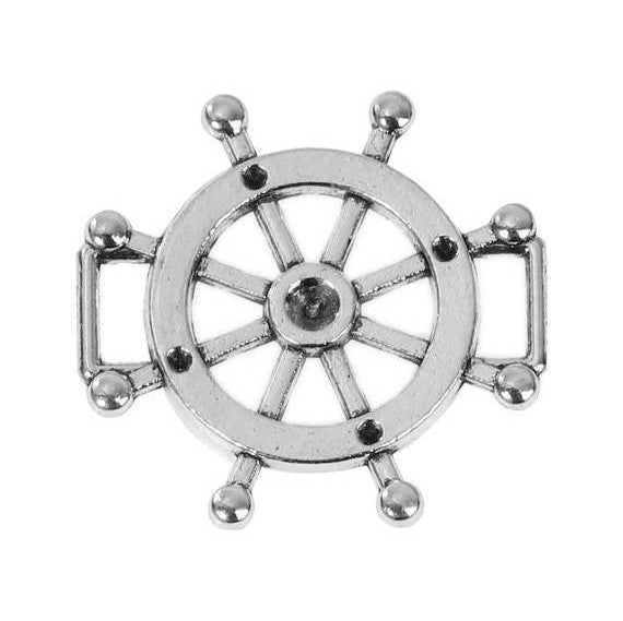 10 Silver Metal SHIP WHEEL Connector Charm Pendants with s11 rhinestone center, chs2415