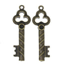 5 Bronze KEY Charms, bronze tone metal, 2" long chb0403