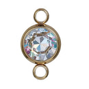 2 GOLD Stainless Steel Rhinestone Connector Link Charms, CLEAR Ab Crystal in Center, 17x10mm, chg0522