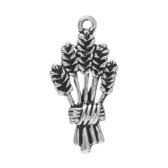 10 SHEAF OF Wheat Pewter Charm Pendants chs0572