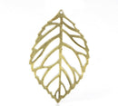 12 Large Antique Bronze Tone Filigree Leaf Charm Pendants.  CHB0119