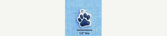 1 silver plated enamel NAVY BLUE Paw Print Charm  che0298