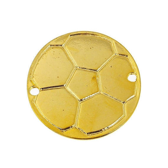4 Gold Plated SOCCER BALL Connector Link Charms, stamping blanks, 1-1/4" chg0413