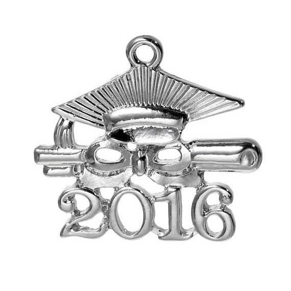 5 2016 Graduation Cap Charm Pendants, 2016 graduation charm, diploma and mortar board, chs2246