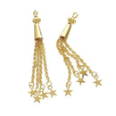 2 Gold STAR Tassel Pendant Charms, gold plated metal, 3.25" long chg0391
