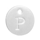 10 Letter P Alphabet Charms Silver Plated Monogram, double sided round disc letter charms, dot charms, 12mm, (1/2") chs2550