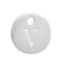 10 Letter V Alphabet Charms Silver Plated Monogram, double sided round disc letter charms, dot charms, 12mm, (1/2") chs2547