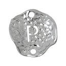 5 Silver letter P connector Charms, Monogram P Charms, Alphabet P, hammered metal, 1/2" diameter domed connector links, findings, c