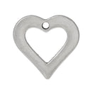 6 Silver Tone Open HEART Charm Pendants, 23x23mm chs1053