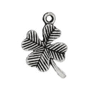 10 Antique Silver FOUR-LEAF Clover Charm Pendants  chs1400