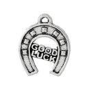 10 Antique Silver GOOD LUCK Horseshoe Charm Pendants  chs1398