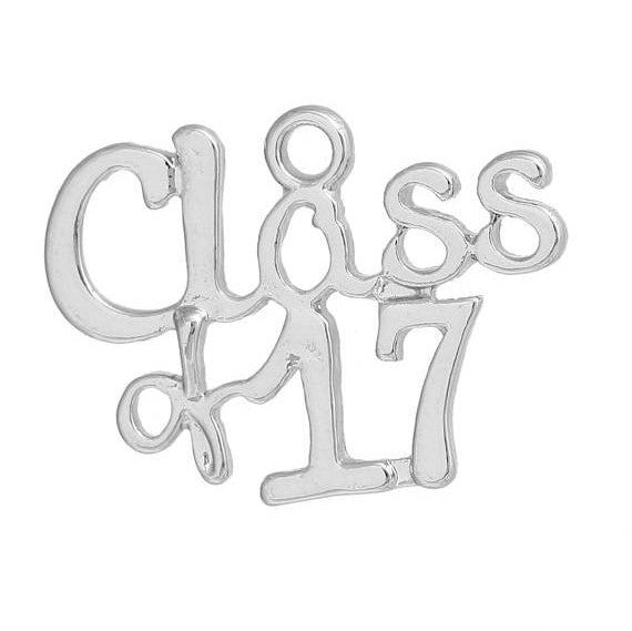 10 pcs. 2017 Graduation Charm Pendants, Class of 2017 graduation charm, 25x18mm, chs2726