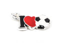 1 Silver Plated and Enamel I Love Soccer charm, che0478