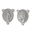 4 Silver Stainless Steel ROSARY CENTERPIECE Virgin Mary, Oval Tripiece, Charm Pendants, connector link chs2023