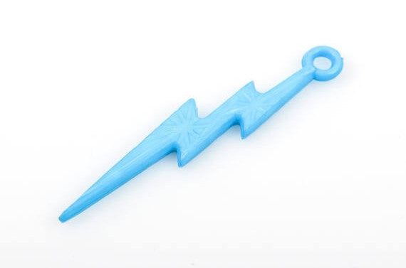 25 LIGHT BLUE Lightning Bolt Charm Pendants, acrylic, 45x9mm  cha0172