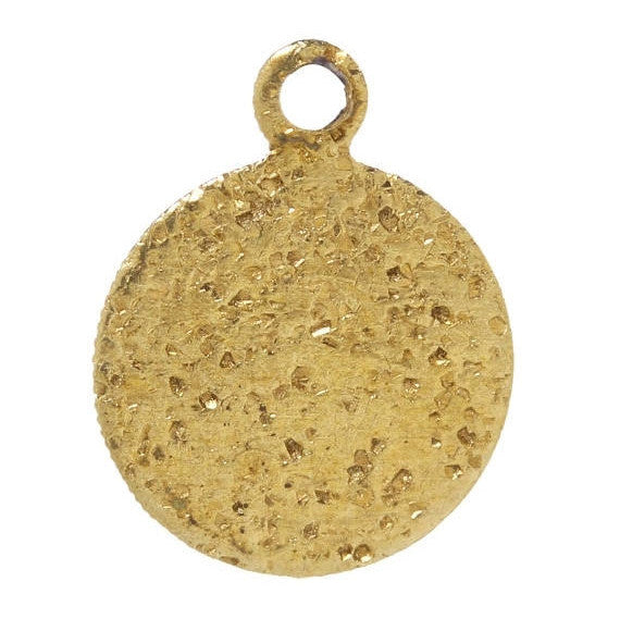 100 Gold Brass Stardust ROUND Charm Pendants, gold dot charms, 10mm x 8mm, bulk package, chg0367b