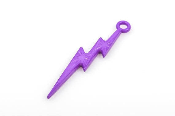 25 PURPLE LIGHTNING Bolt Charm Pendants, acrylic, 45x9mm  cha0173
