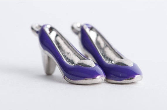 4 Silver and Purple Enamel HIGH HEELS Shoe Charm Pendants che0114