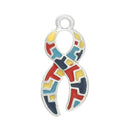 4 Metal Enamel AUTISM AWARENESS Ribbon Puzzle Piece, Charm Pendants che0122