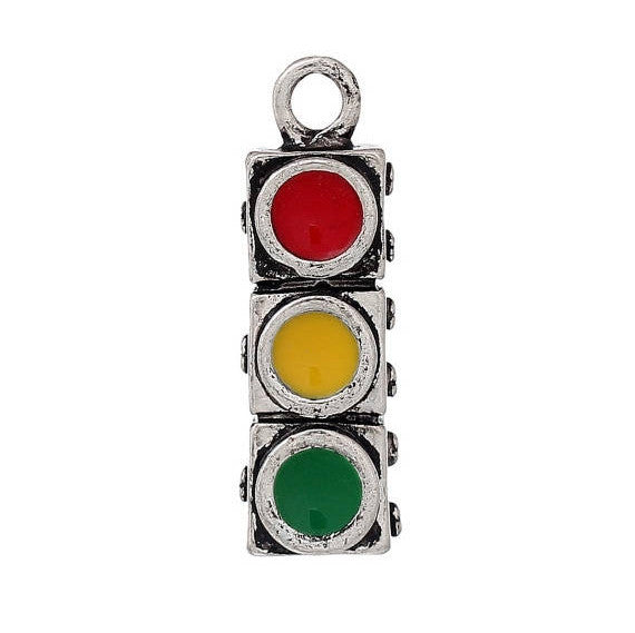 2 TRAFFIC LIGHT Charm Pendants, traffic signal charm, che0485