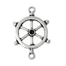 8 Antique Silver SHIP WHEEL Connector Link Charms (can hold ss8 rhinestones) chs1775