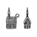 5 COUNTRY CHURCH Charm Pendants, 3-d design, 20x12mm, chs2356