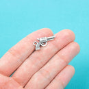 10 Antique Silver Tone SMALL Metal HANDGUN Pendant Charms  22x12mm . Chs0015