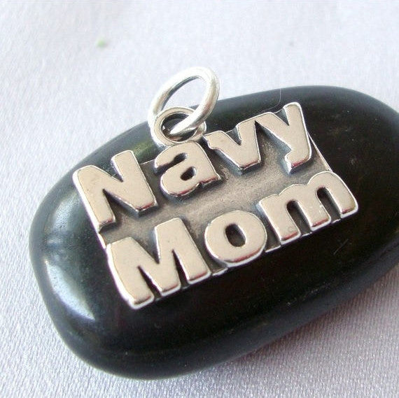 Sterling Silver NAVY MOM Charm Pendant pms0389