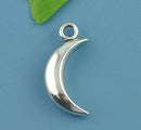 5 Large Antique Silver CRESCENT MOON Charm Pendants, 31x14mm, chs1410
