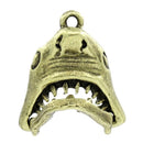 3 MOVEABLE SHARK Head Charm Pendants, Bronze Tone Metal . chb0255