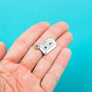 5 Silver Tone Metal RETRO CASSETTE Tape Charms or Pendants . chs0082