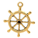 5 Gold Tone SHIP'S Wheel Charm Pendants  chg0124