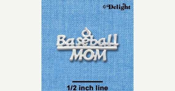 1 Silver Plated Charm Pendant, BASEBALL MOM  chs1128