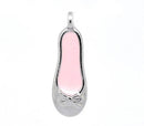4 Light Pink Enamel BALLET SHOE Metal Charm Pendants. Che0040