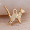 5 Gold ORIGAMI CAT Charms, Bright Silver Plated Pendants, 15x13mm, chg0498
