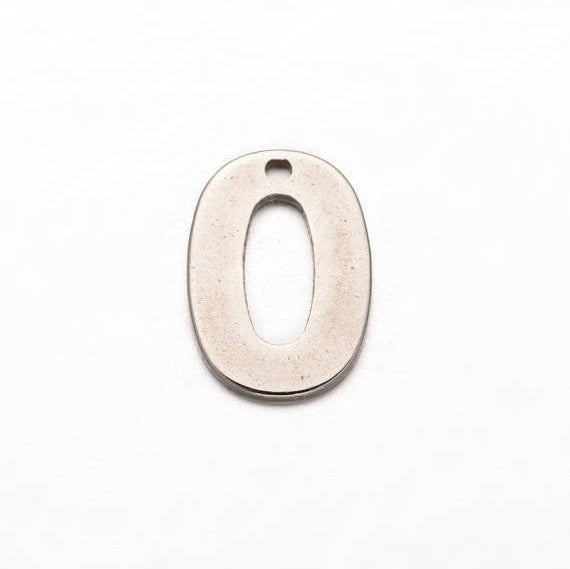 10 Number 0 (zero) Stainless Steel Charm Pendants, chs2300